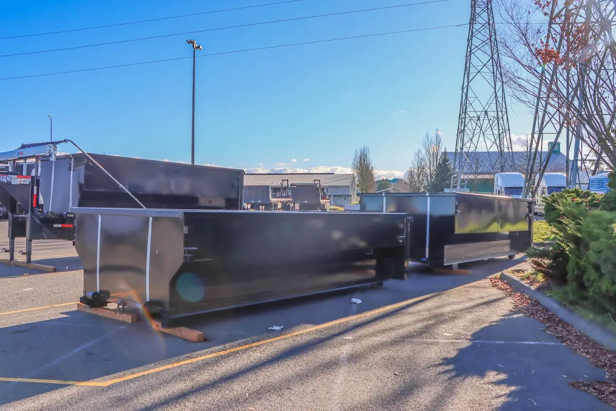 Roll-off dumpster ready for waste disposal at job site for Concrete Dumpster Rental in Ken Caryl
